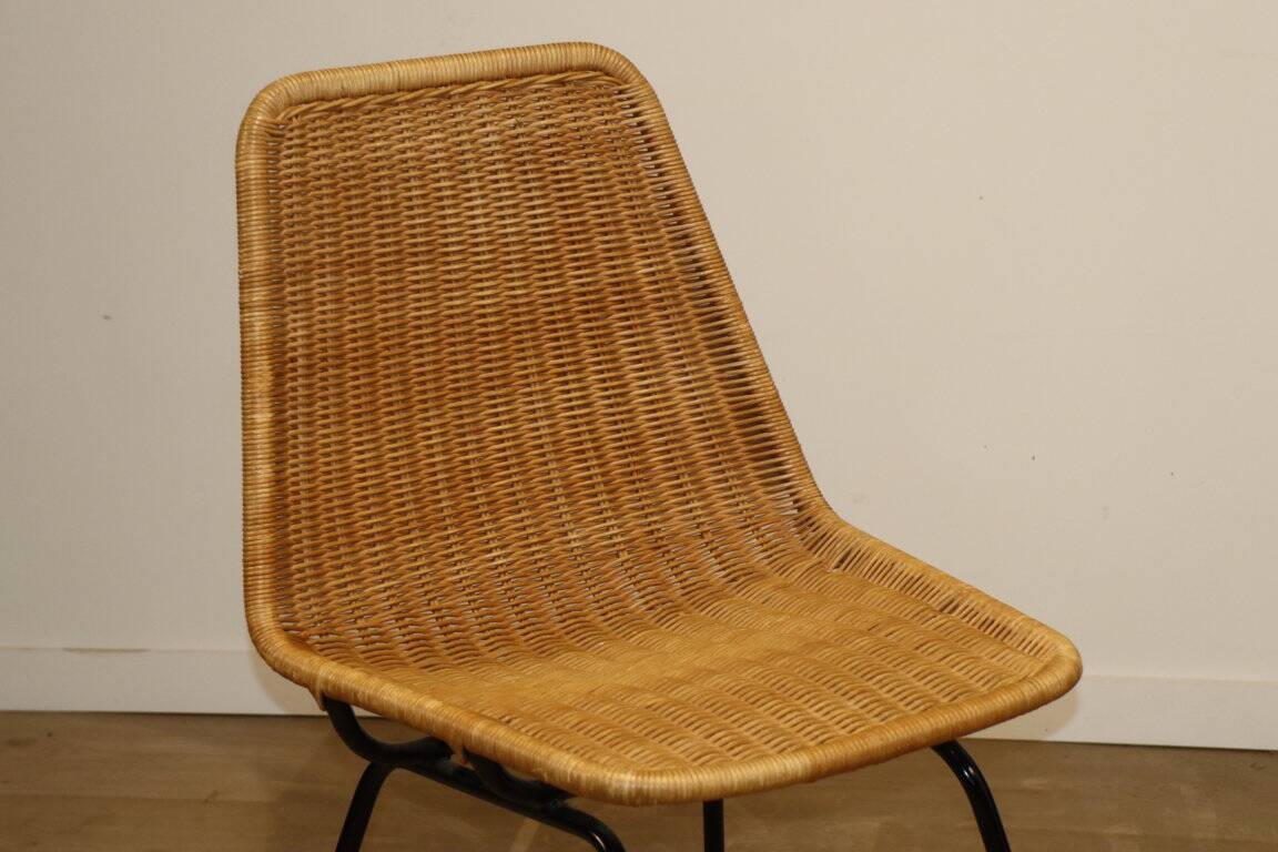 Vintage "Italia 100" model chair by Rotanhuis in woven wicker, 1950s