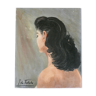 Peinture  portrait d'une femme brune de dos années 50