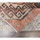 1960s orange geometric Turkish hand-knotted runner rug 81x337