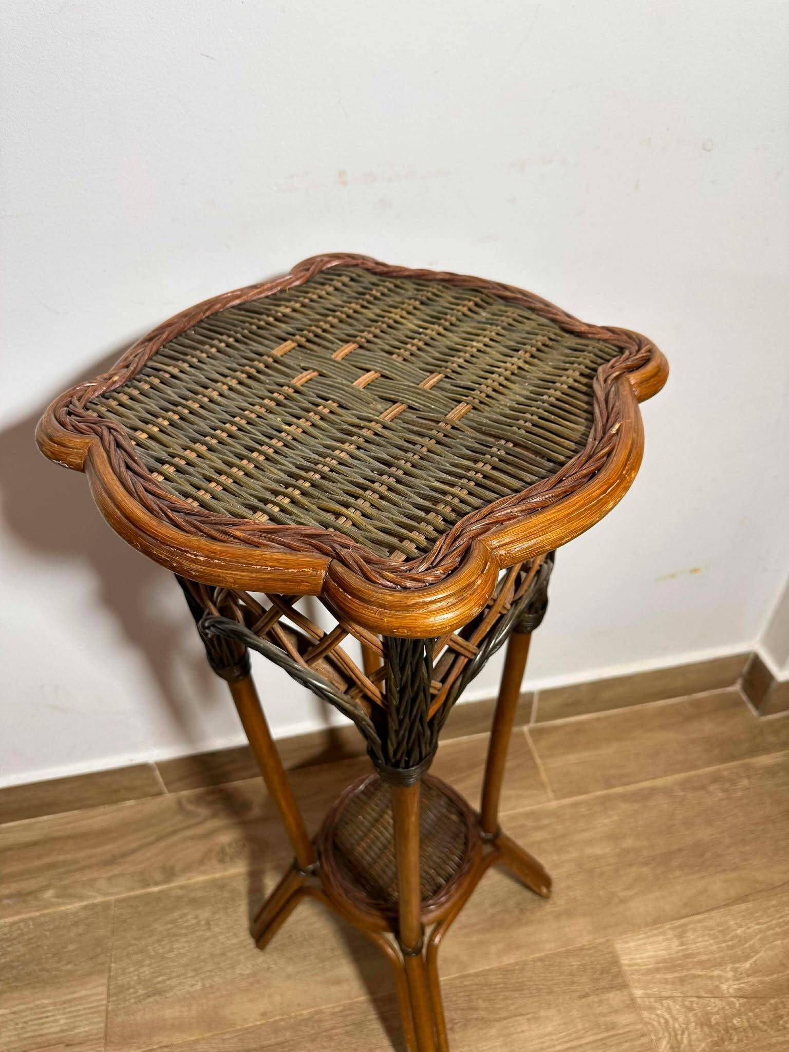 Rattan Plant Stand Cane Vintage Old Flower Vase Pot Garden Bamboo