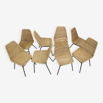Set of 8 wicker chairs model 'italia 100' from the 1960s, netherlands
