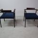 Pair of Postmodern armchairs in steel and mahogany, 1970s