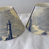 Set of 2 lampshades, toile jouy deco Marine
