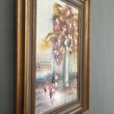 Oil on panel 20th century still life bouquet of flowers by Mazen