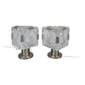 1970s Pair of Glass Table Lamps by Kamenicky Senov, Czechoslovakia