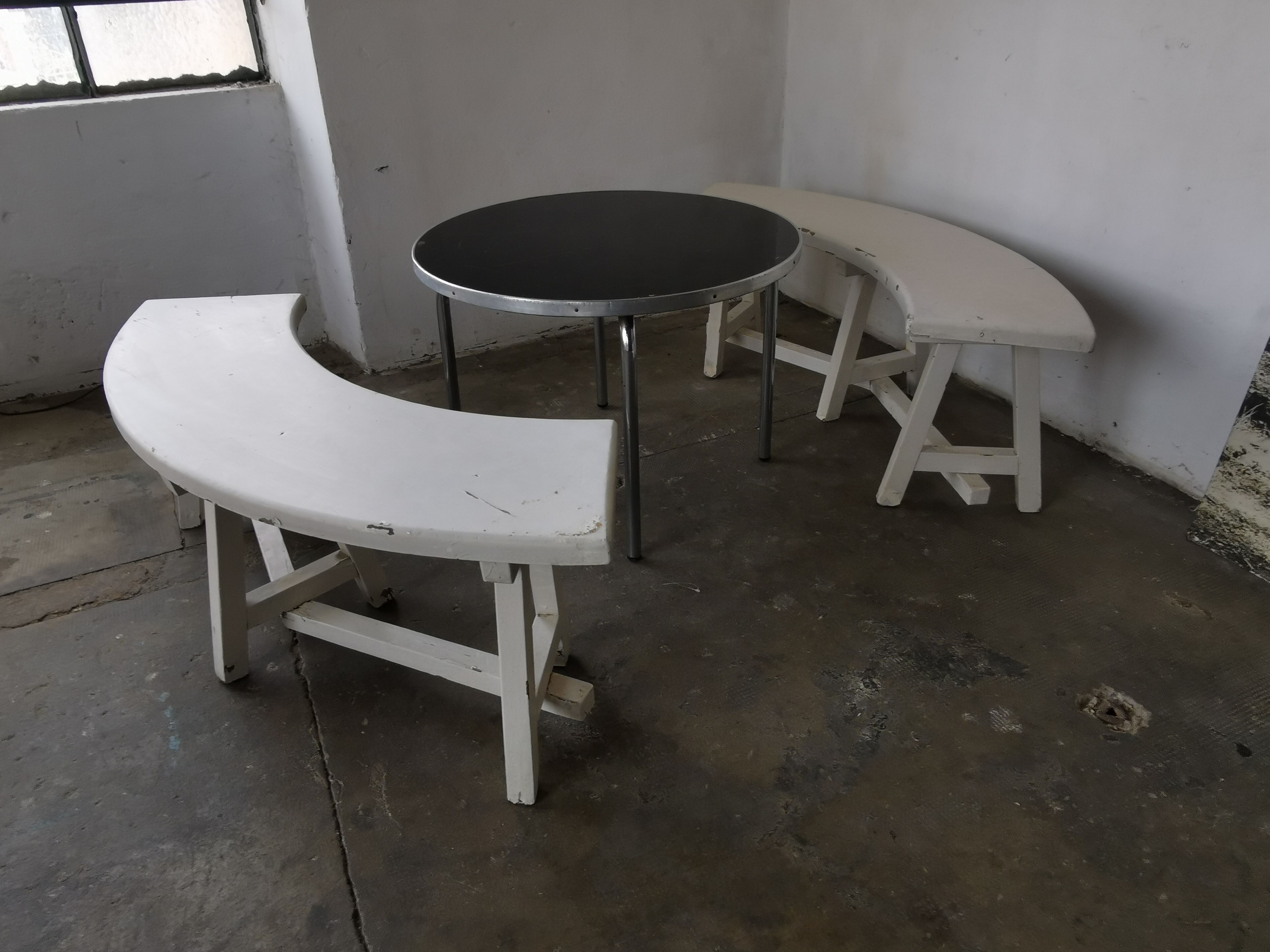 Pair of benches in white fir