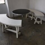 Pair of benches in white fir