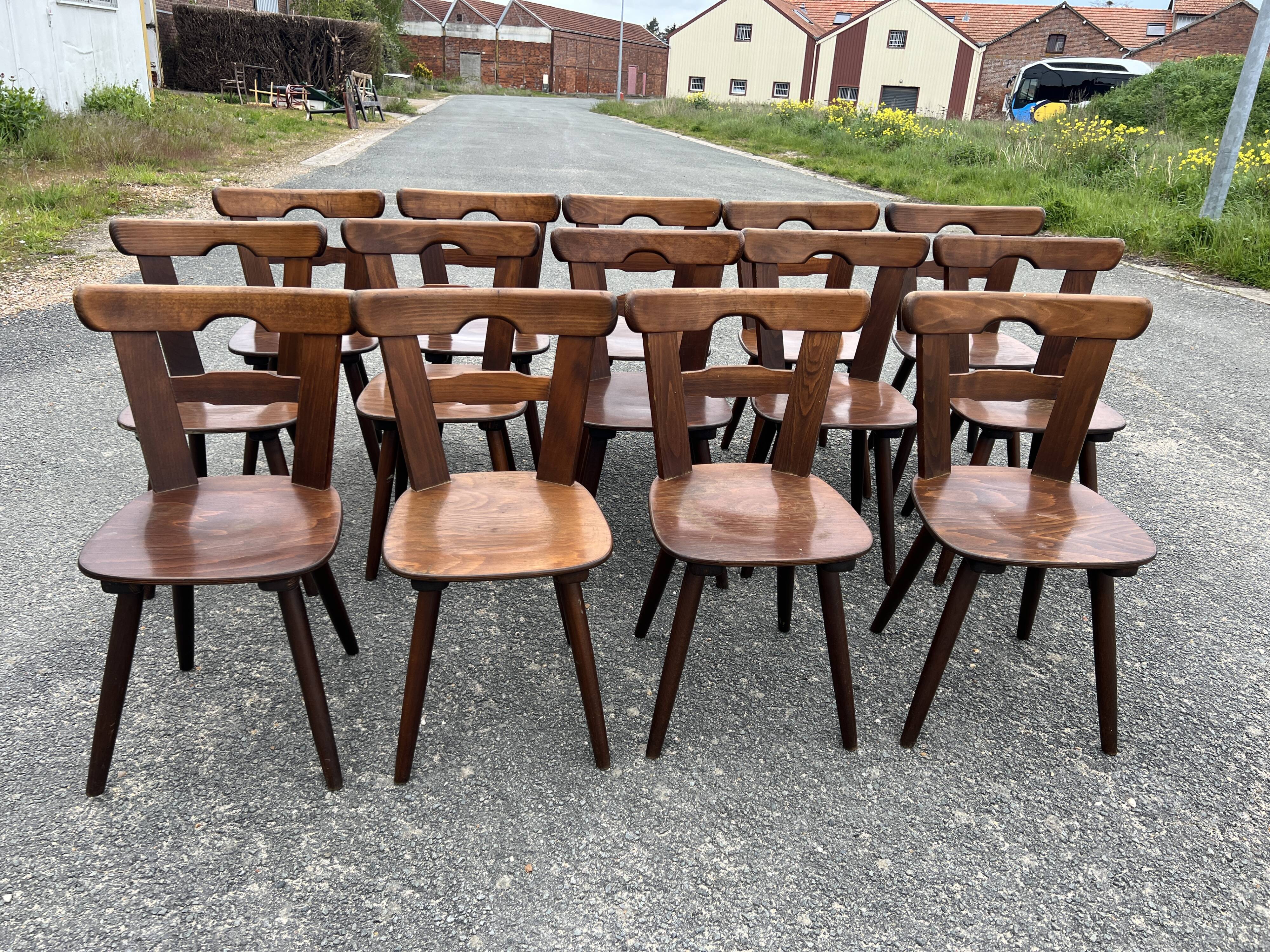 Set of 14 brutalist Scandinavian chairs