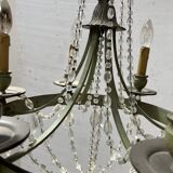 Empire style chandelier with tassels and patinated sheet metal, 20th century
