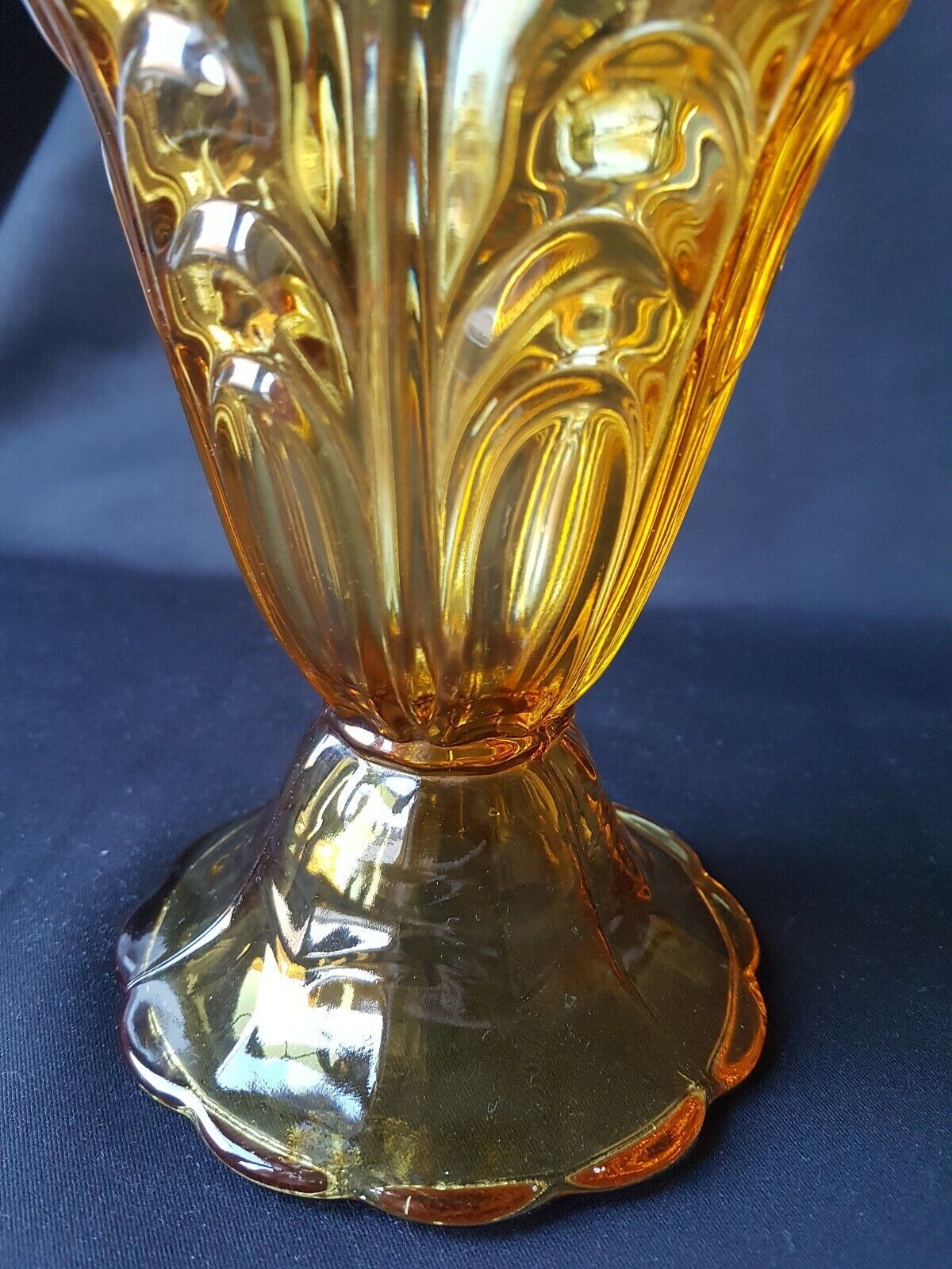 Art Deco period vase half-crystal amber - Luxval Val Saint Lambert