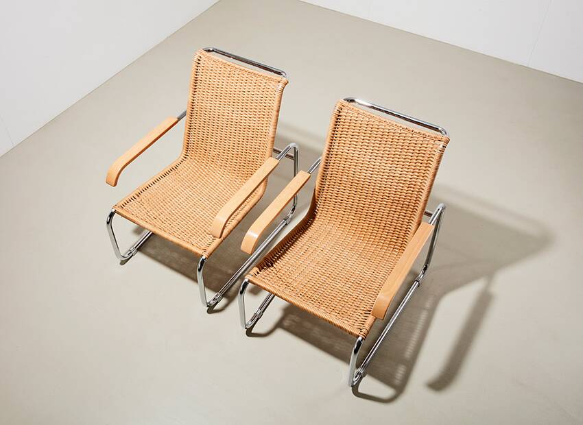 Marcel Breuer Pair of B35 Lounge Chairs for Thonet 1990s