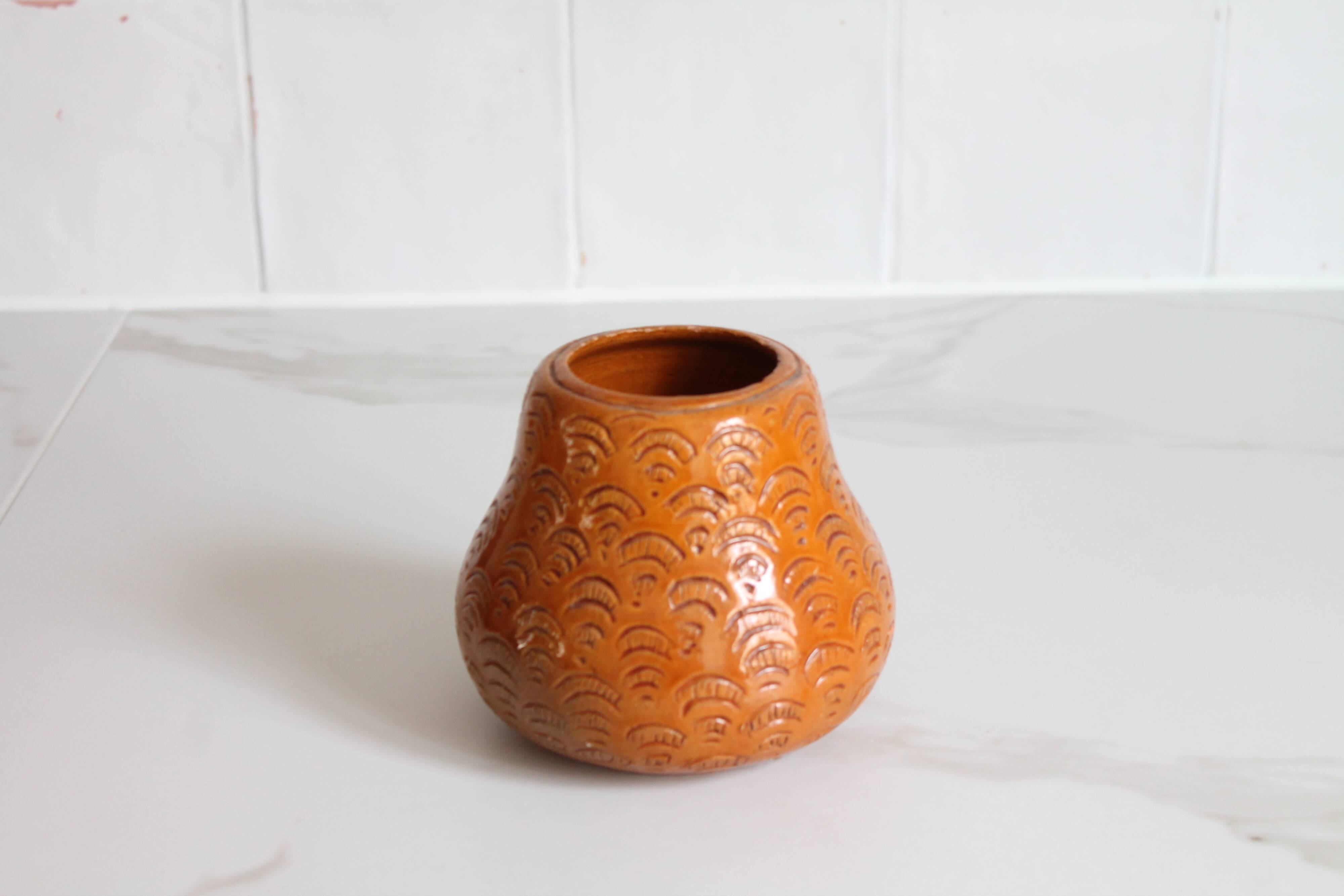 Ancient Albi pottery in glazed terracotta, ceramic vase.