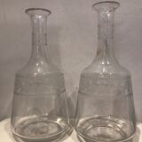 Pair of ancient carafes numbered Crystal Baccarat