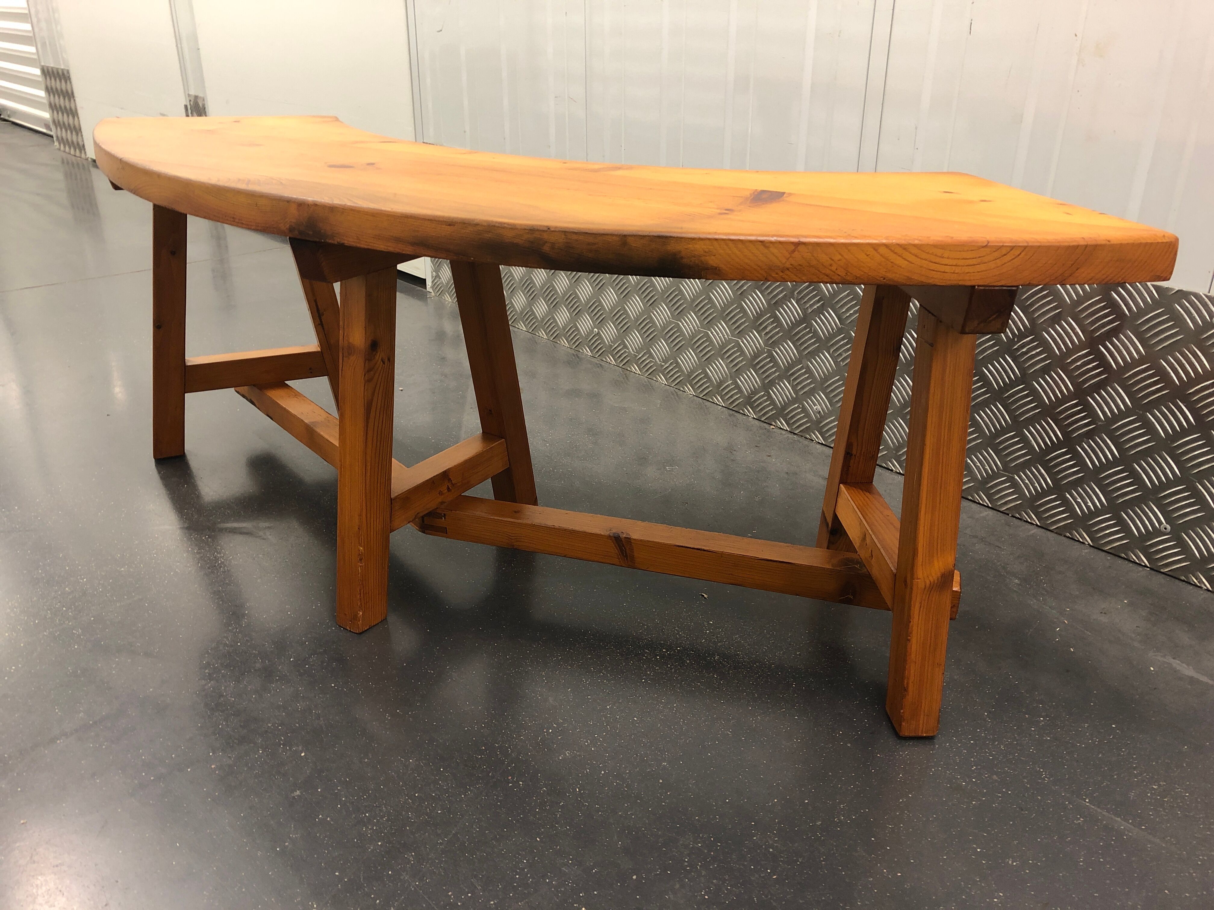 Chalet-style pine bench circa 1960