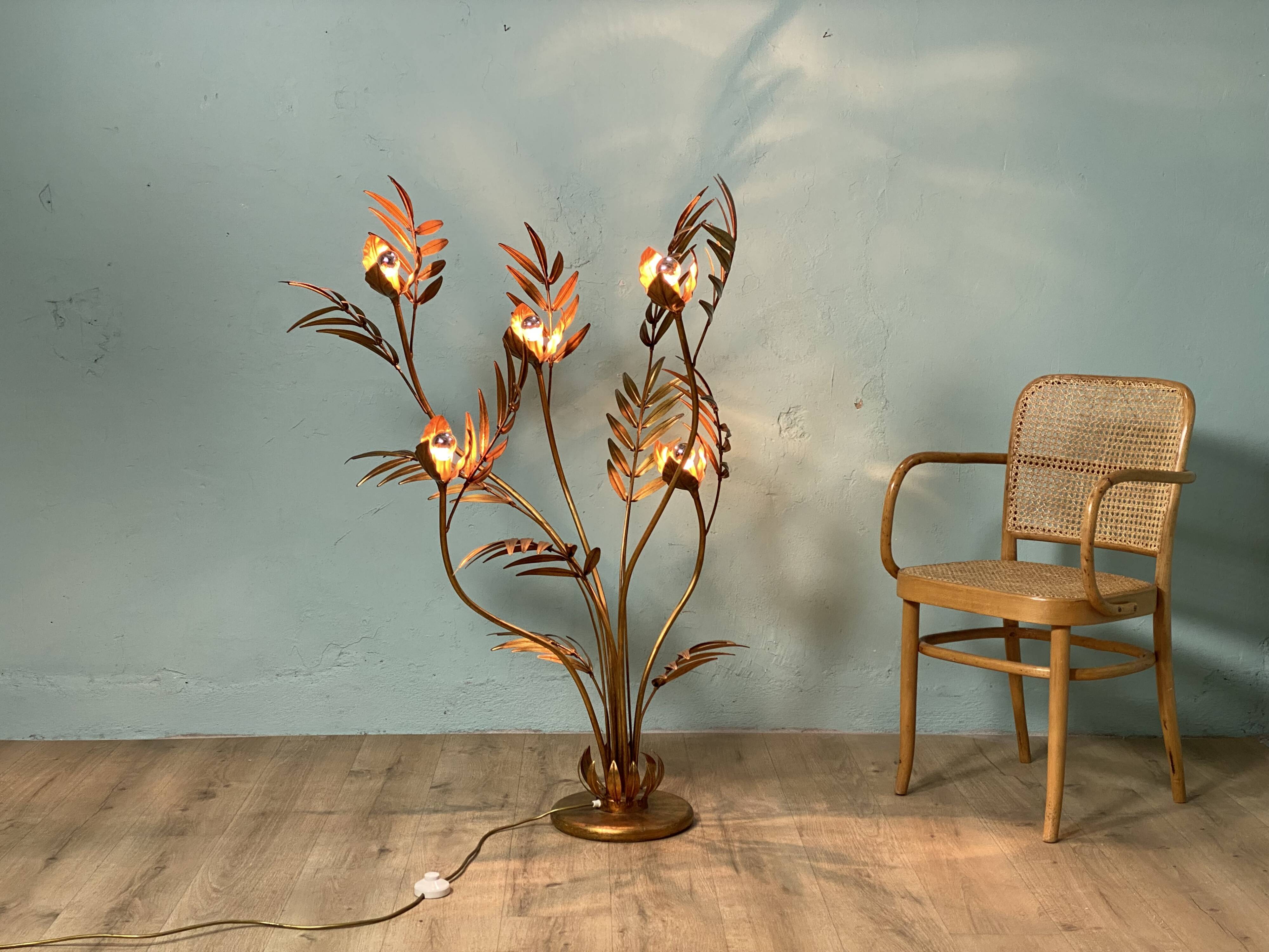 Hans Kogl Jansen style flower floor lamp, vintage 70s