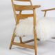 Pair of “lounge” armchairs in blond beech. 1950s