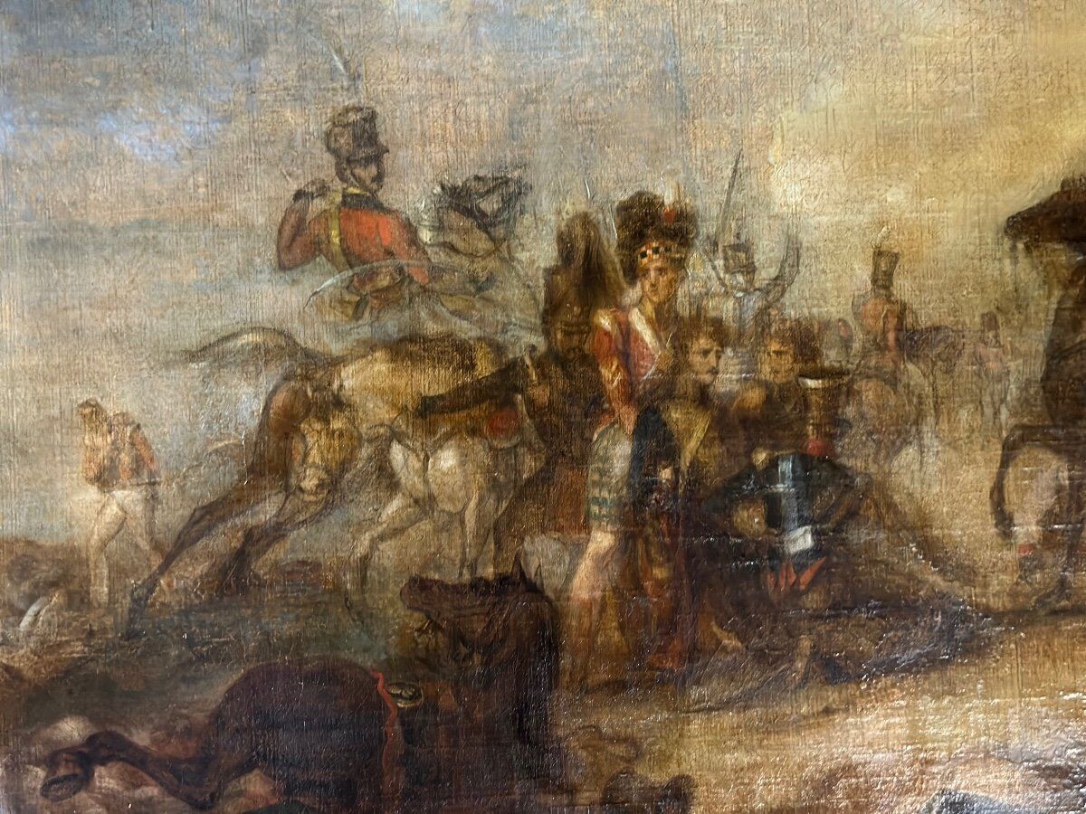 Napoleonic battle scene, oil on canvas, 19th century