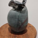 Signed enameled vase with asymmetrical free form