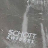 Set of 4 large red wine glasses. With a long twisted stem. Signed Schott Zwiesel. High 27 cm