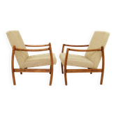 Pair of Scandinavian modern longue chairs green nebula 1970s