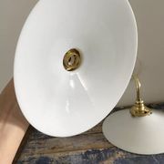 Set of two electrified white opaline wall lamps to nine