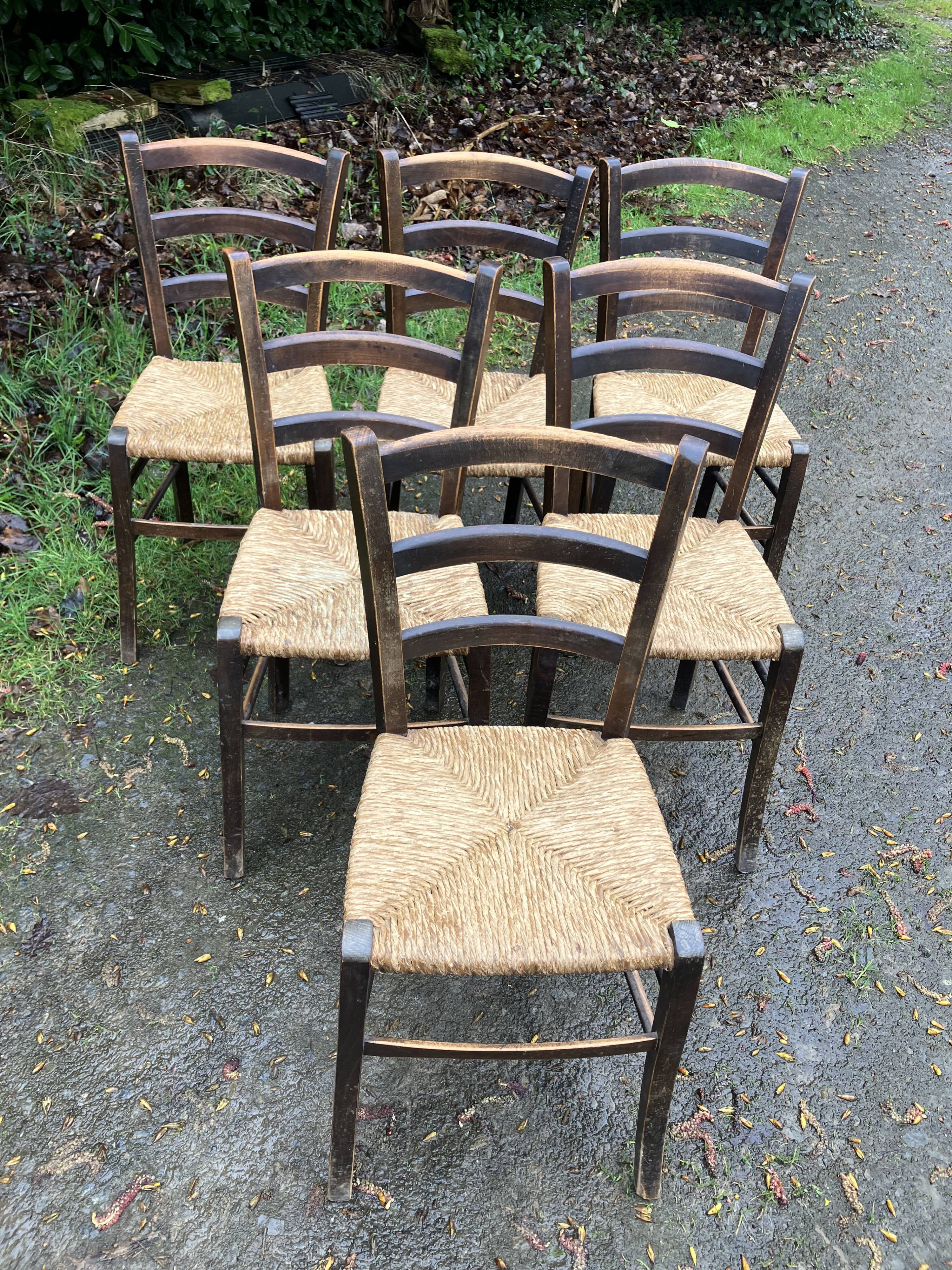 6 straw bistro chairs