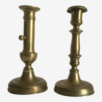 Old candlesticks with brass foot