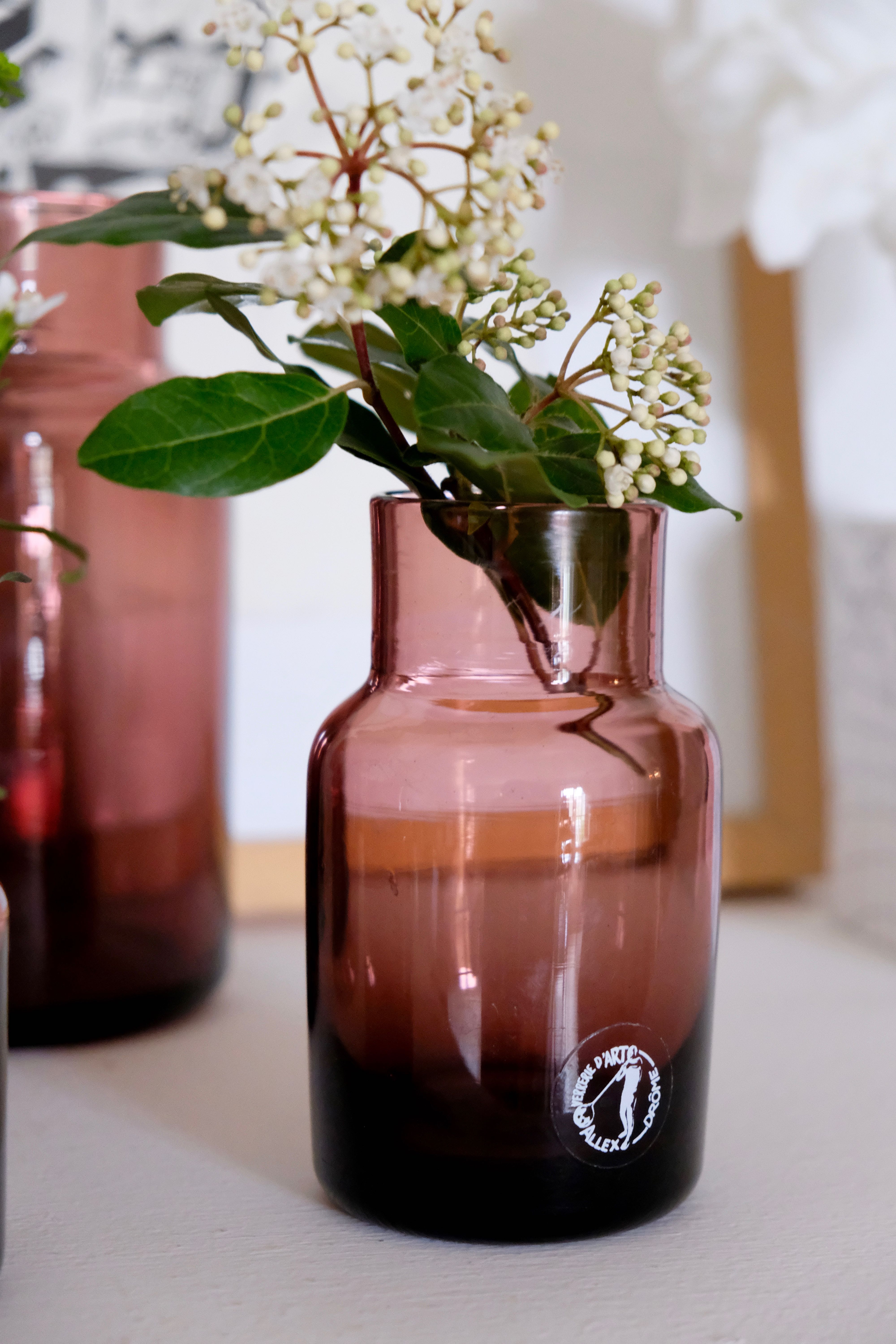 Set 5 vases in blown glass art glass ALLEX, Drôme