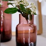 Set 5 vases in blown glass art glass ALLEX, Drôme