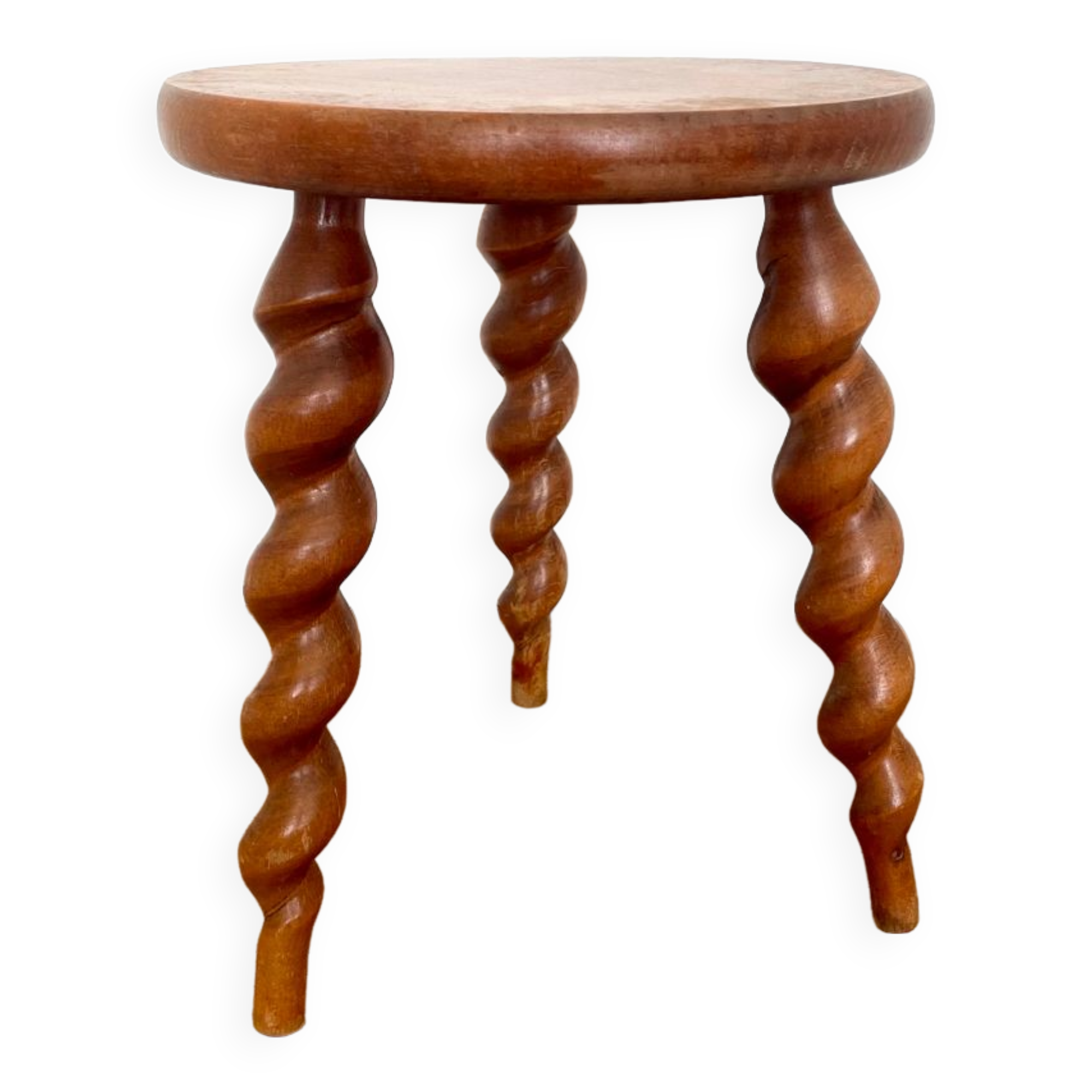 Vintage tripod stool with turned feet