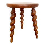 Vintage tripod stool with turned feet