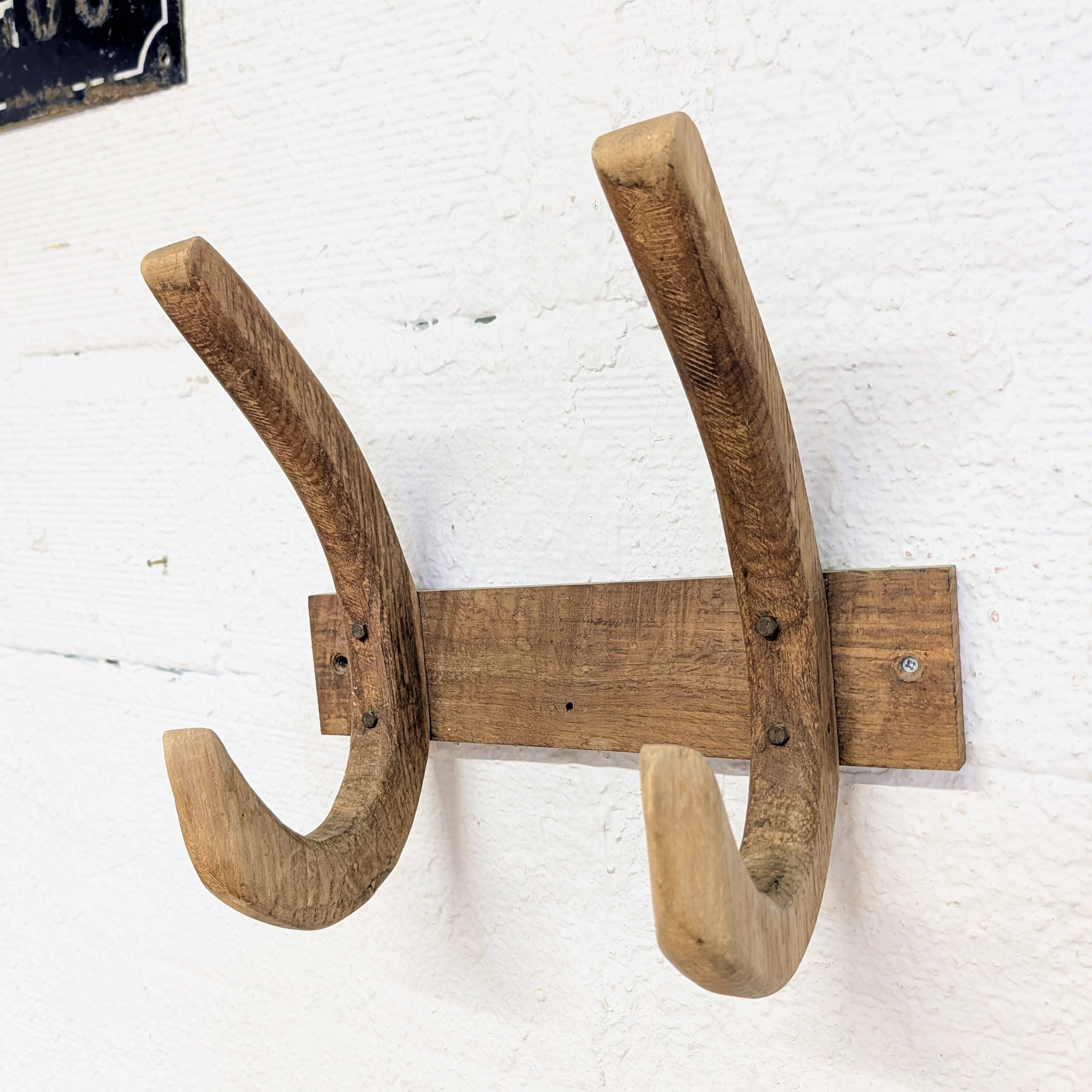 Rustic solid wood double coat hook