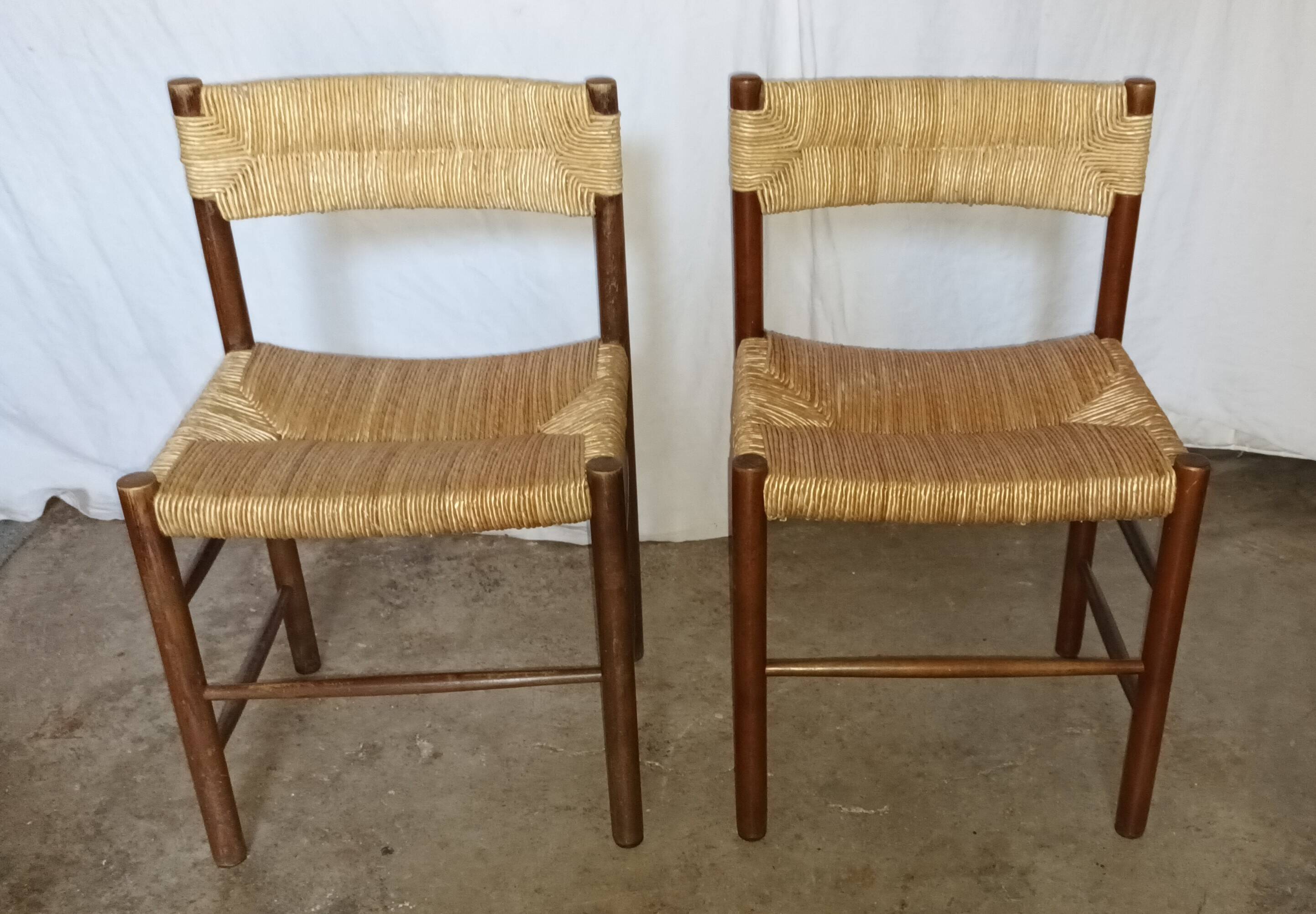 Pair of "Dordogne" chairs by Charlotte Perriand from the 1950s.