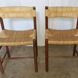 Pair of "Dordogne" chairs by Charlotte Perriand from the 1950s.