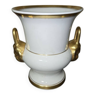 Cache-pot or decorative vase in white porcelain, Empire style.