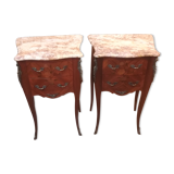 Pair of Louis XV style bedside tables in marquetry