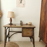 Rattan desk and vintage canning