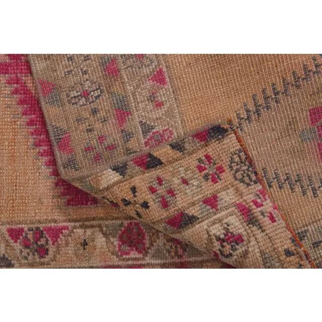Vintage Turkish Hand-Knotted Wool Cotton Orange Runner Rug 85x344