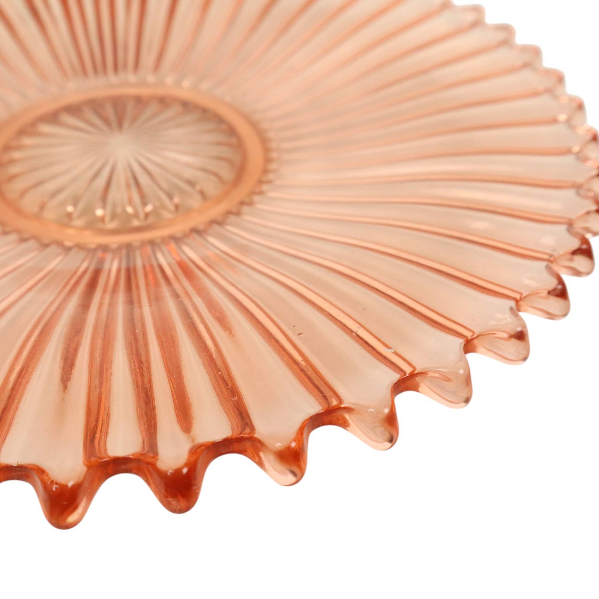 Art Deco Fruit Bowl Pink Pressed Glass Depression Glass 30cm