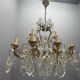 Large Florentine Tole Chandelier with Murano Glass Flowers, Italy, 195