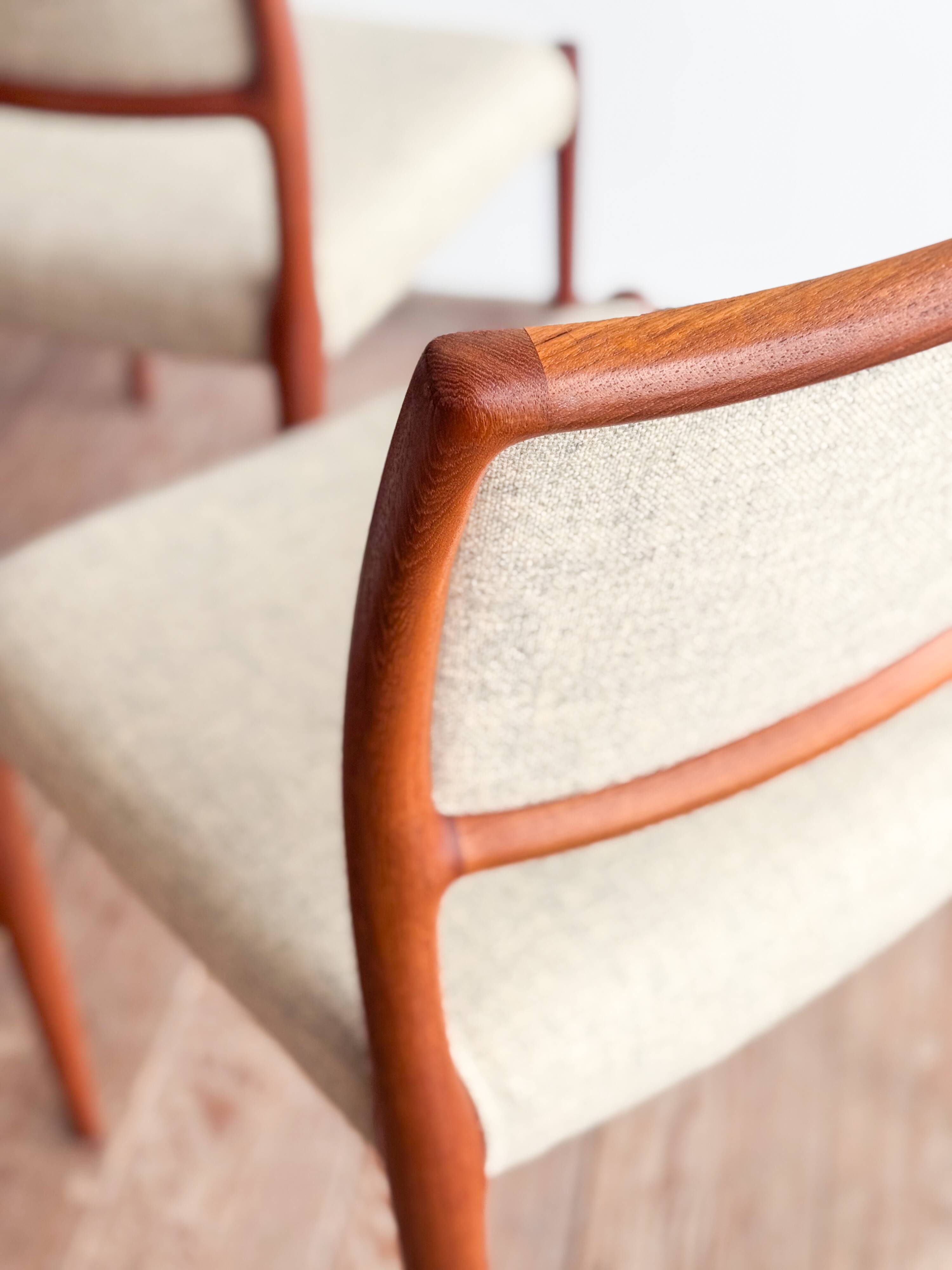 Set of 6 chairs #80 in teak by Niels O. Møller, JL Moller, Mid Century