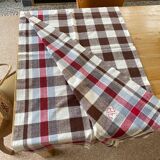 Vintage checkered tablecloth with BF monogram
