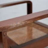 Pair of large armchairs. Wood and cane. Circa 1960