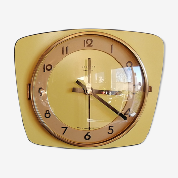 Horloge vintage pendule murale "Vedette Transistor Jaune"