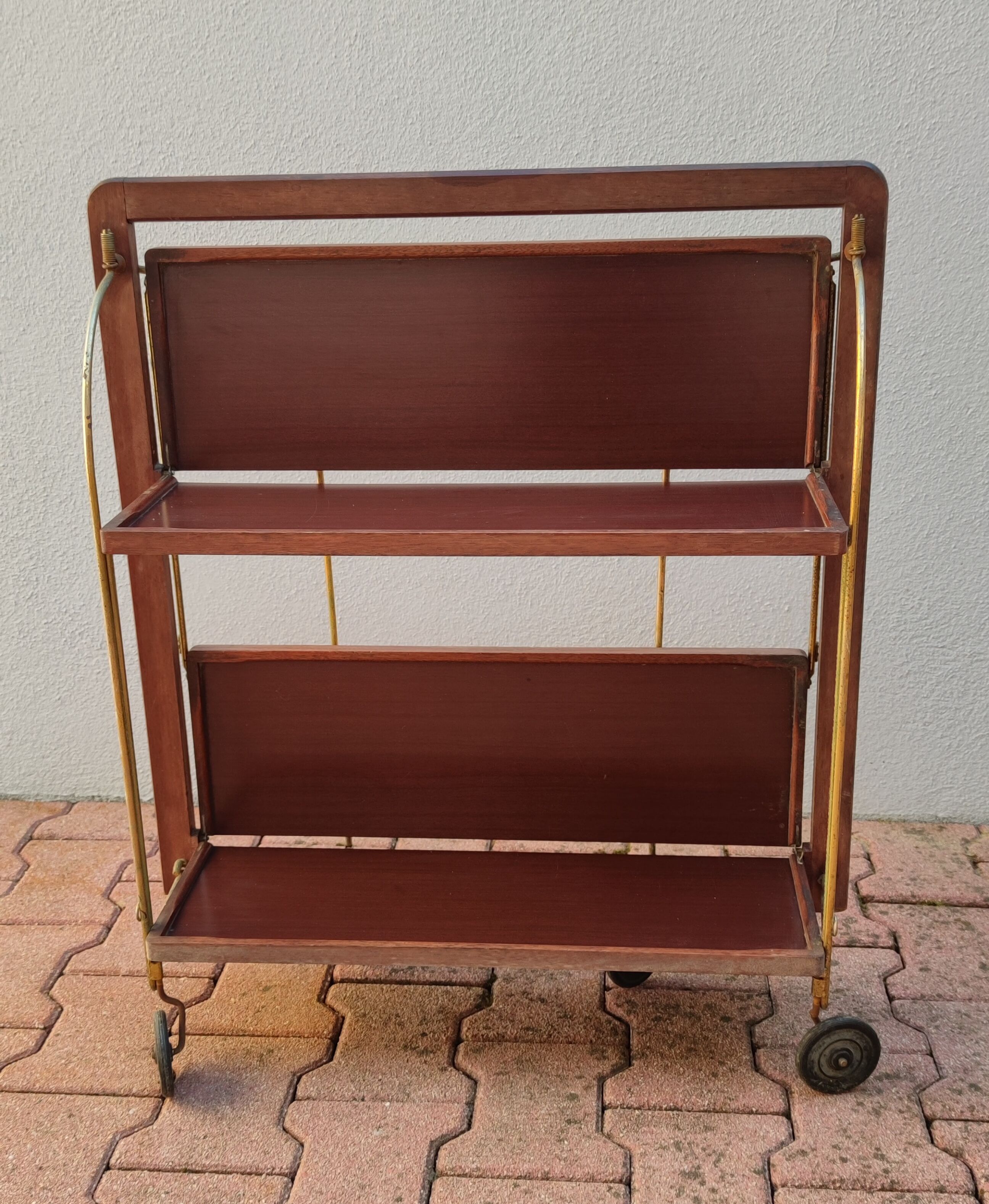 Folding side table with wheels