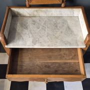 Antique dressing table with marble and solid wood with mirror.