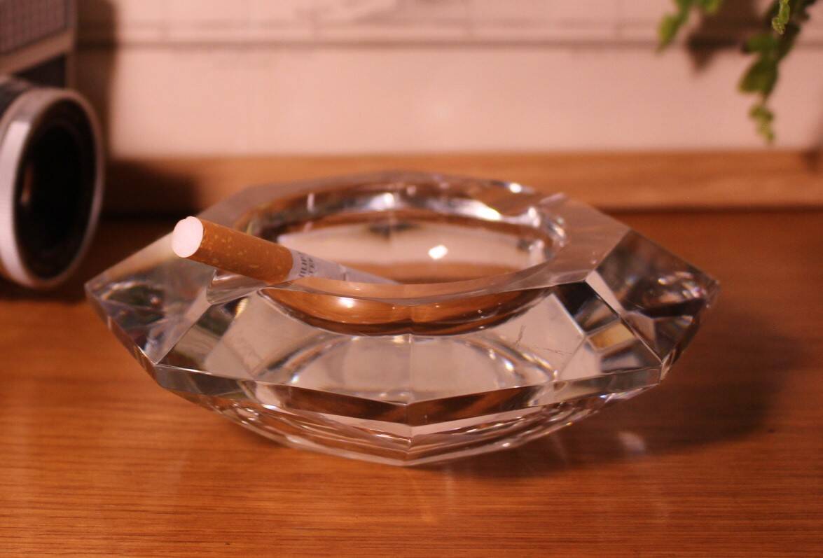 Val St Lambert octagonal crystal ashtray