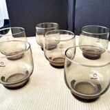 6 Vintage Shell Smoked Glass Glasses