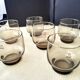 6 Vintage Shell Smoked Glass Glasses
