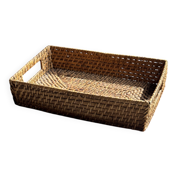 Panier rectangulaire en osier tressé L32 l20 H8 cm